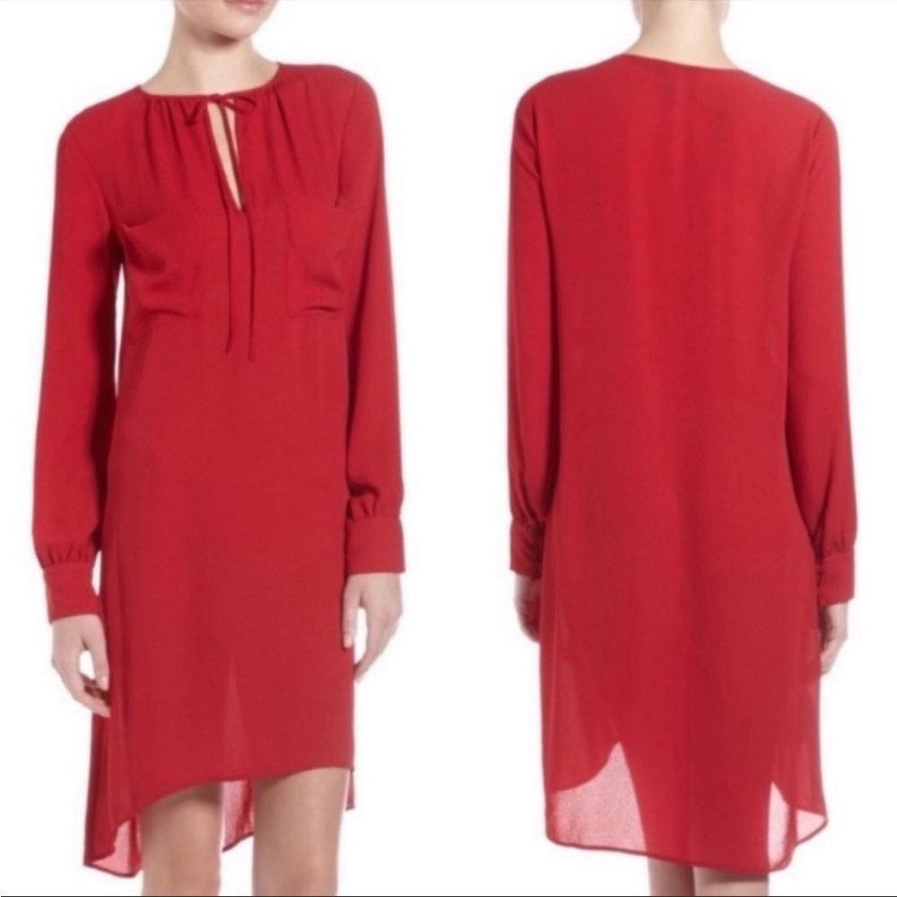 BCBGMaxazria RED Darell long sleeve mini dress size XS